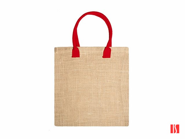 Сумка NIMES из натурального джута, бежевый/красный