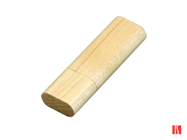 Флешка эргономичной прямоугольной формы, с округленными краями, дерево, 32 Гб, натуральный