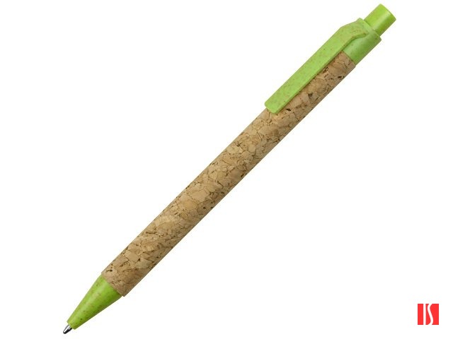 Ручка из пробки и переработанной пшеницы шариковая "Evora", пробка/зеленый