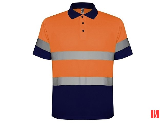 Поло "Polaris" мужское, нэйви/неоновый оранжевый