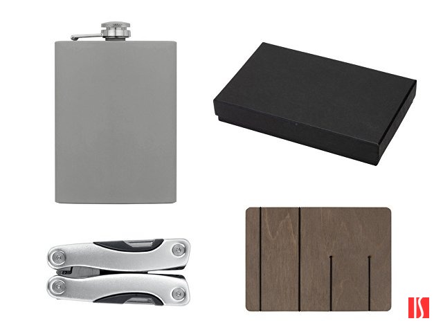 Купить Набор с мультитулом и фляжкой "Путешественник 2.0.", серый Набор с мультитулом и фляжкой "Путешественник 2.0.", серый