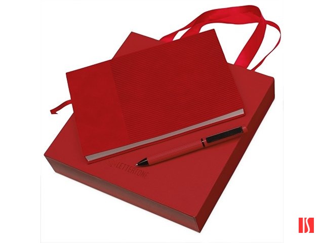 Набор блокнот в гибкой обложке А5 и металлическая шариковая ручка "Nabokov", красный