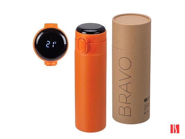 Вакуумная термокружка Waterline с медной изоляцией «Bravo», 400 мл, тубус, оранжевый