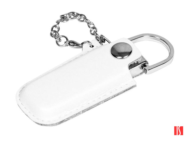 Флешка в массивном корпусе с кожаным чехлом, 32 Гб, белый