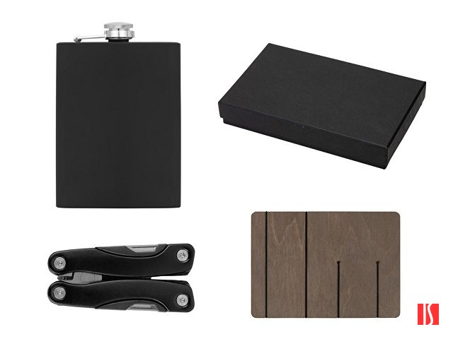 Купить Набор с мультитулом и фляжкой "Путешественник 2.0.", черный Набор с мультитулом и фляжкой "Путешественник 2.0.", черный