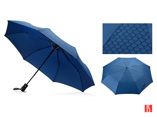 Зонт-полуавтомат складной Marvy с проявляющимся рисунком, синий