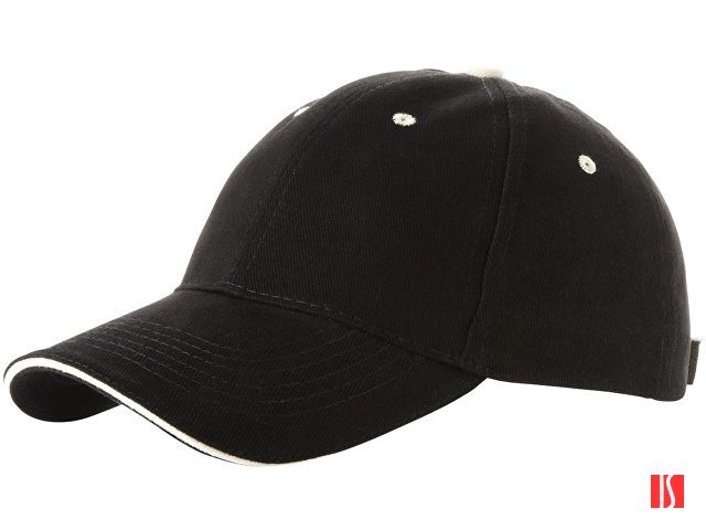 Бейсболка "New Castle" 6-ти панельная, черный/натуральный