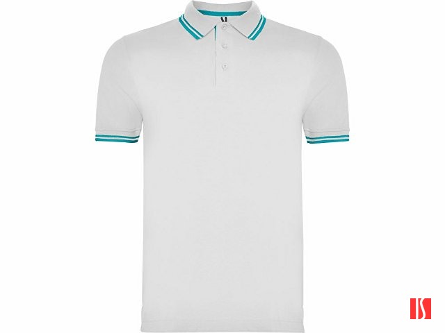 Рубашка поло "Montreal" мужская, белый/бирюзовый