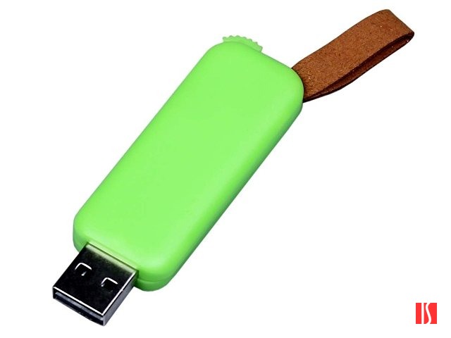 USB-флешка промо на 128 Гб прямоугольной формы, выдвижной механизм, зеленый