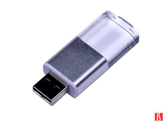 USB-флешка промо на 16 Гб прямоугольной формы, выдвижной механизм, белый
