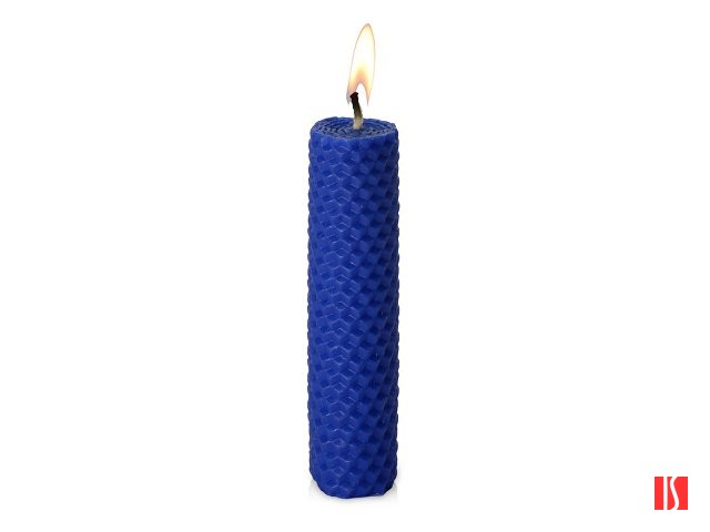 Свеча из вощины 3 х 12,5 см с деревянным ярлыком, синий