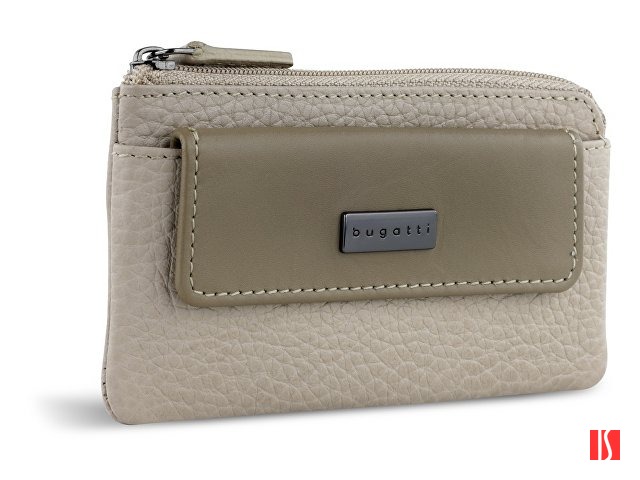 Ключница BUGATTI Sina, бежевая, воловья кожа/полиэстер, 13х1,5х7 см