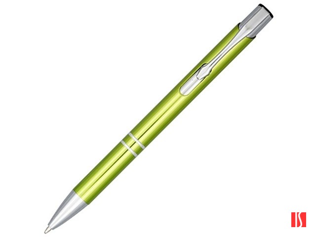 Кнопочная шариковая ручка Moneta из анодированного алюминия, синие чернила, лайм