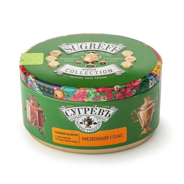 Купить Чай Сугревъ в жестянной банке Медовый спас с натуральными малиновыми леденцами Чай Сугревъ в жестянной банке Медовый спас с натуральными малиновыми леденцами