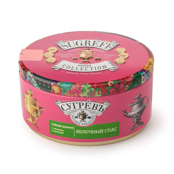 Купить Чай Сугревъ в жестянной банке Яблочный спас с натуральными малиновыми леденцами Чай Сугревъ в жестянной банке Яблочный спас с натуральными малиновыми леденцами