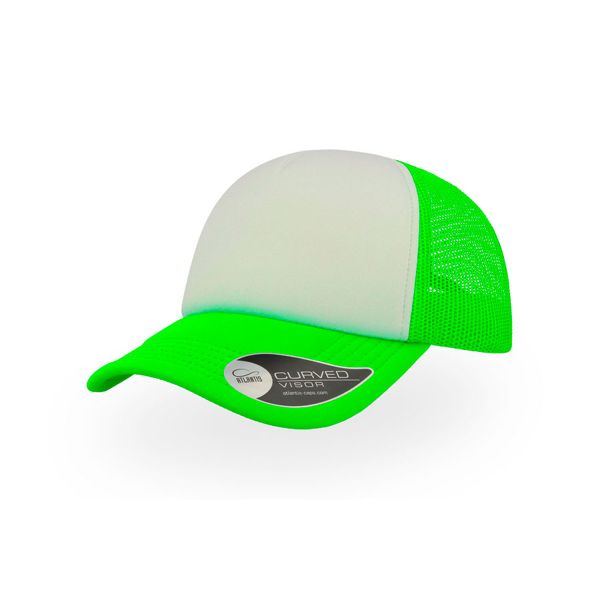 Бейсболка "RAPPER", 5 клиньев, пластиковая застежка, зеленый неон с белым; 100% полиэстер, 80 г/м2