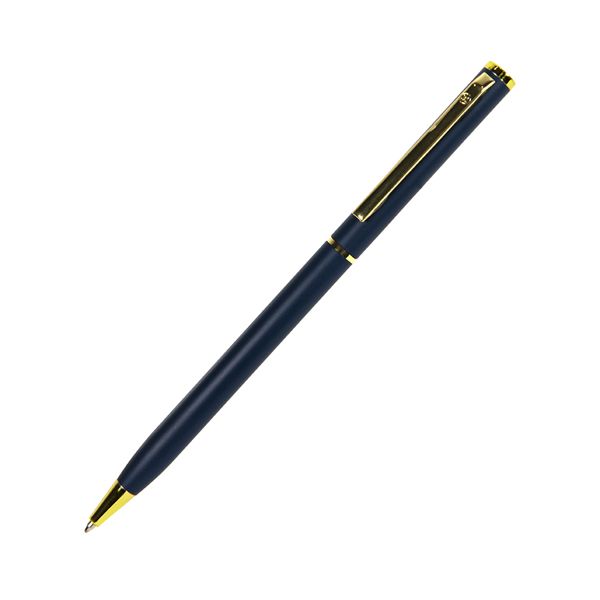 SLIM, ручка шариковая, темно-синий/золотистый, металл