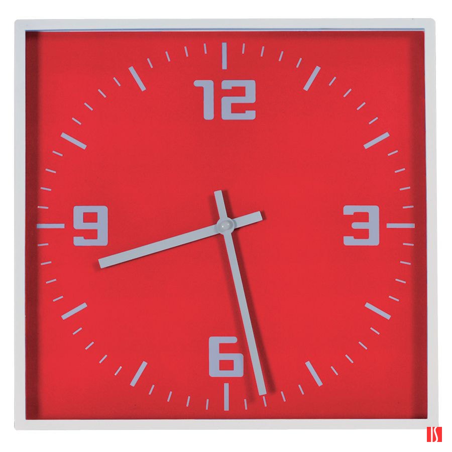 Часы настенные "КВАДРАТ"; красный, 30*30 см; пластик; без элементов питания