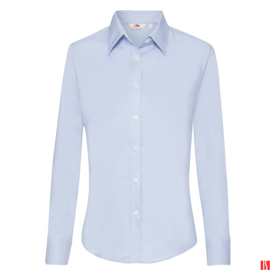 Рубашка "Lady-Fit Long Sleeve Oxford Shirt", светло-голубой_S, 70% х/б, 30% п/э, 135 г/м2