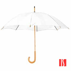 Зонт-трость механический, деревянная ручка, нейлон, D=105, белый