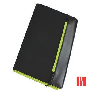 Визитница "New Style" на резинке  (60 визиток), черный с зеленым; 19,8х12х2 см; нейлон;