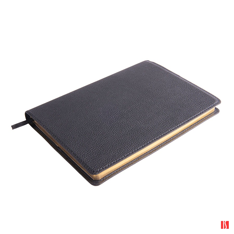 Ежедневник недатированный портфолио Mark, А5, черный, кремовый блок, золотой срез