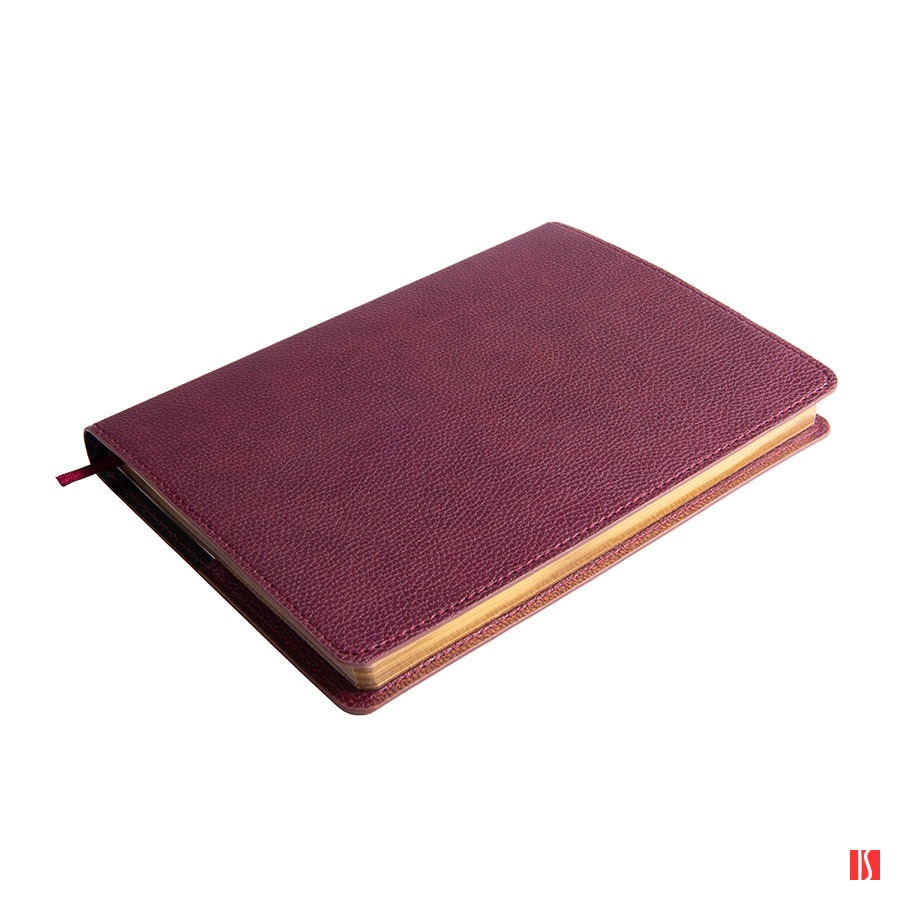 Ежедневник недатированный портфолио Mark, А5, бордовый, кремовый блок, золотой срез