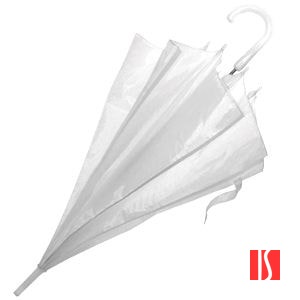 Зонт-трость с пластиковой ручкой, полуавтомат; белый; D=103 см; нейлон; шелкография