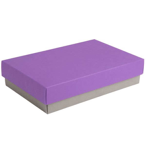 Коробка подарочная CRAFT BOX, 17,5*11,5*4 см, серый, фиолетовый, картон 350 гр/м2