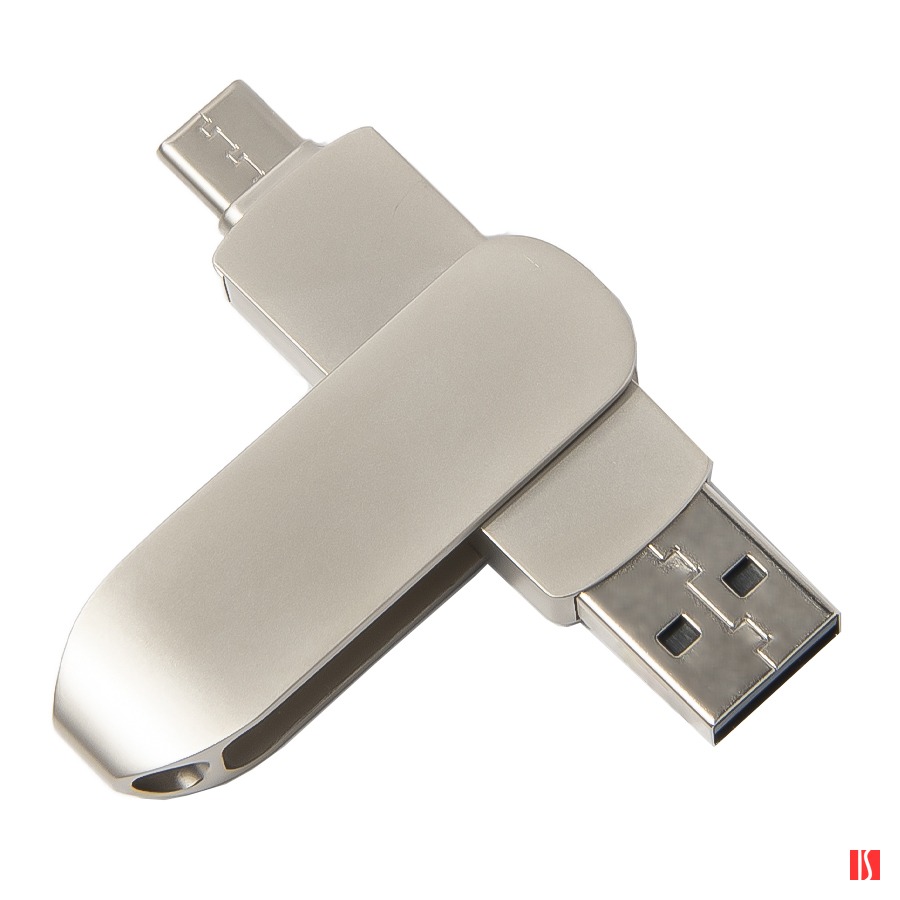 USB flash-карта CIRCLE OTG Type-C (32Гб), серебристая, 6,5х1,5х0,82 см, металл