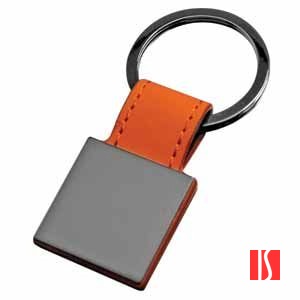 Брелок "Магия черного" квадратный; оранжевый; 7,3х3 см; металл, иск. кожа; лазерная гравировка