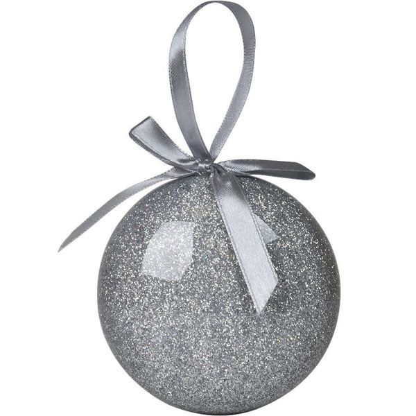 Елочное украшение ПРАЗДНИК, плоское,  серебристый,  пластик, D8 см, тампопечать 