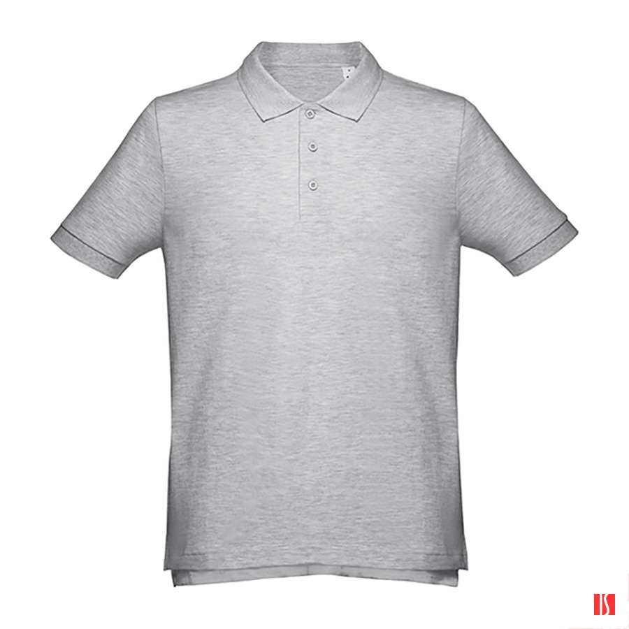 Рубашка-поло мужская ADAM, серый меланж, S, 85% хлопок, 15% вискоза, плотность 195 г/м2