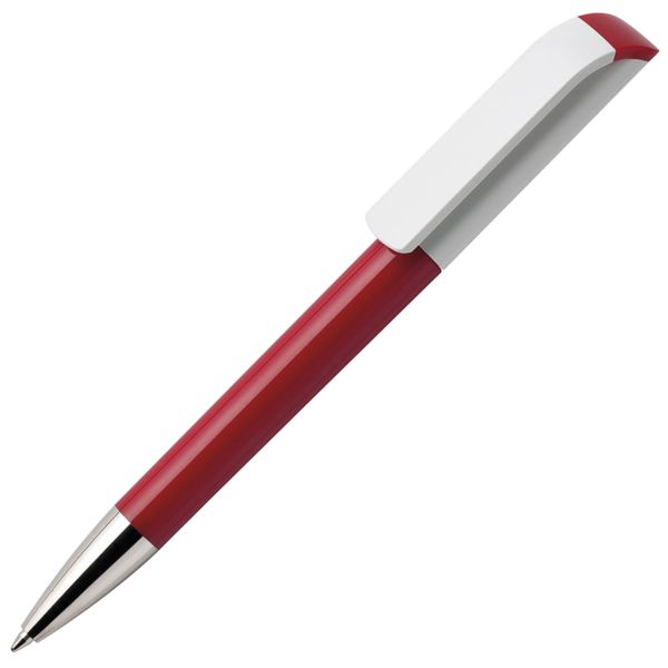 Ручка шариковая TAG, красный корпус/белый клип, пластик