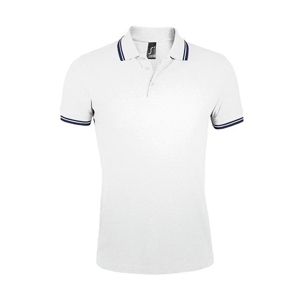 Купить Поло "Pasadena Men" белый, темно-синий_2XL, 100% х/б, 200г/м2 Поло "Pasadena Men" белый, темно-синий_2XL, 100% х/б, 200г/м2