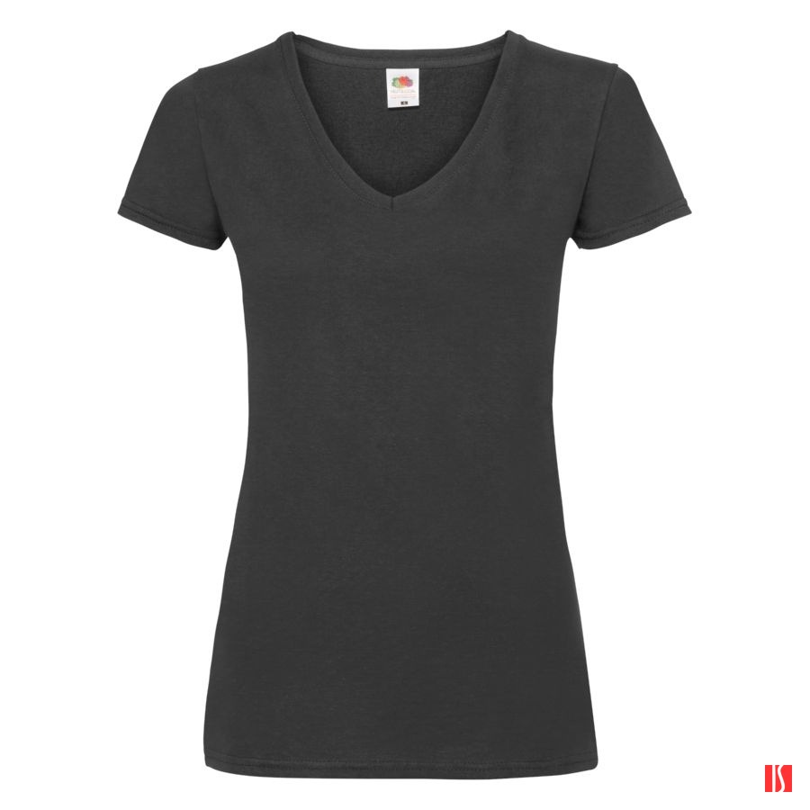 Футболка "Lady-Fit V-Neck T", черный_L, 95% х/б, 5% эластан, 210 г/м2