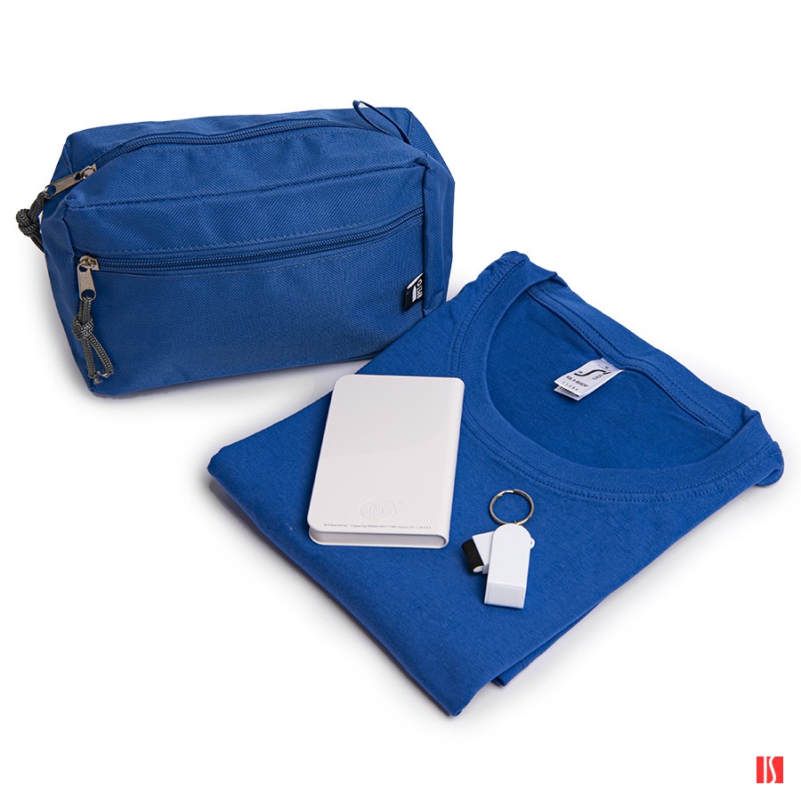 Набор подарочный GEEK: футболка 4XL, брелок, универсальный аккумулятор, косметичка, ярко-синий