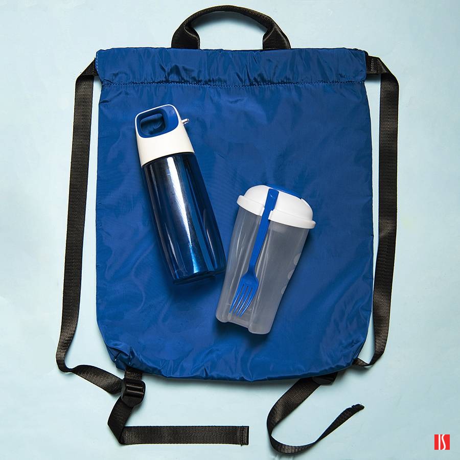Набор подарочный FITKIT: бутылка для воды, контейнер для еды, рюкзак, синий