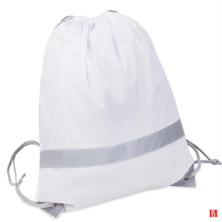 Рюкзак мешок со светоотражающей полосой RAY, белый, 35*41 см, полиэстер 210D