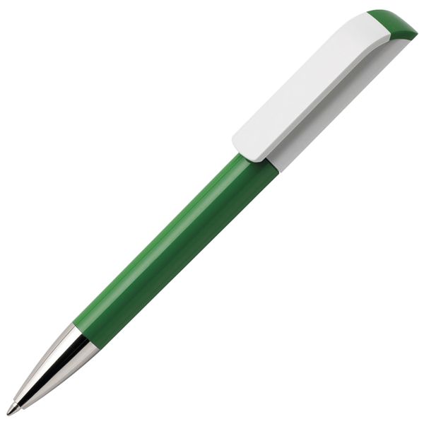 Ручка шариковая TAG, зеленый корпус/белый клип, пластик