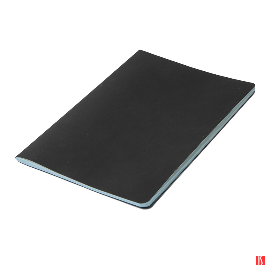 Тетрадь SLIMMY, 140 х 210 мм,  черный с голубым, бежевый блок, в клетку