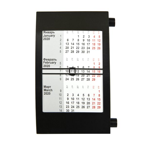 Календарь настольный на 2 года; черный; 18х11 см; пластик; тампопечать, шелкография