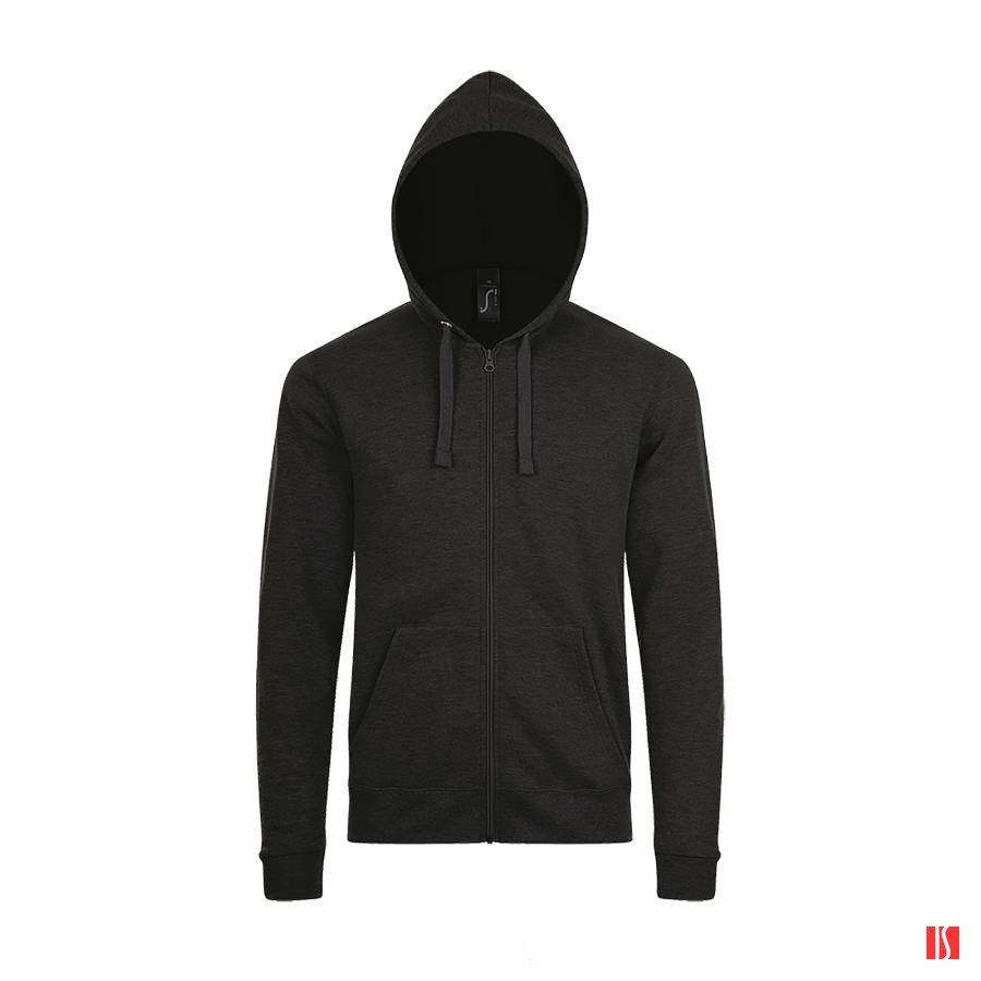 Купить Толстовка мужская на молнии с капюшоном STONE, темно-серый меланж, XS, 50% хлопок, 50% полиэстер, 26 Толстовка мужская на молнии с капюшоном STONE, темно-серый меланж, XS, 50% хлопок, 50% полиэстер, 26