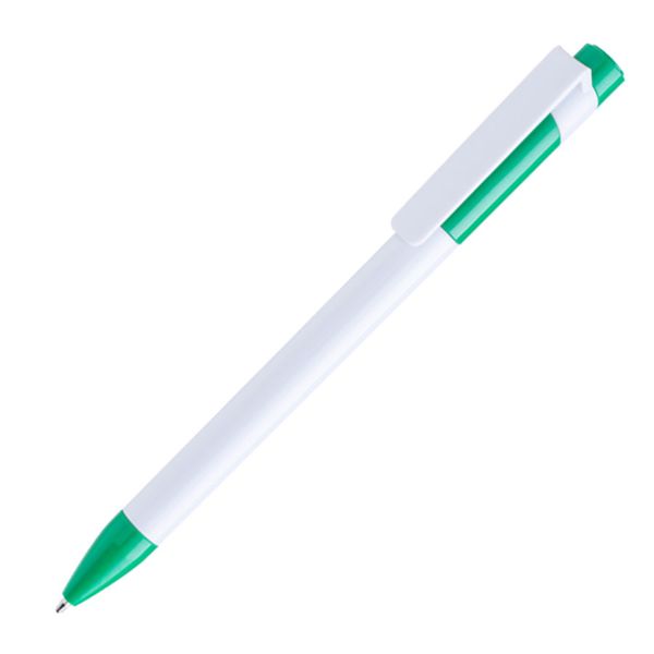 Ручка шариковая MAVA,  белый/зеленый,  пластик