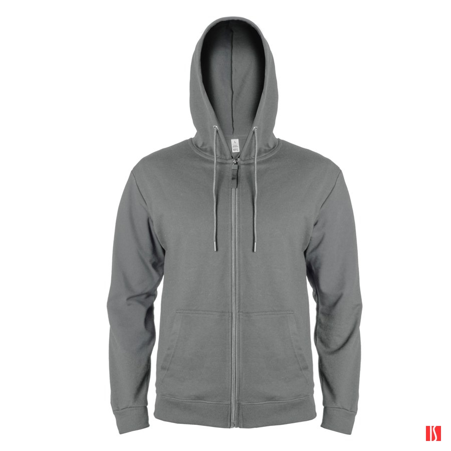 Толстовка мужская на молнии с капюшоном EVEREST, темн-сер, S, 50 % хлопок, 50% полиэстер, 260 г/м2