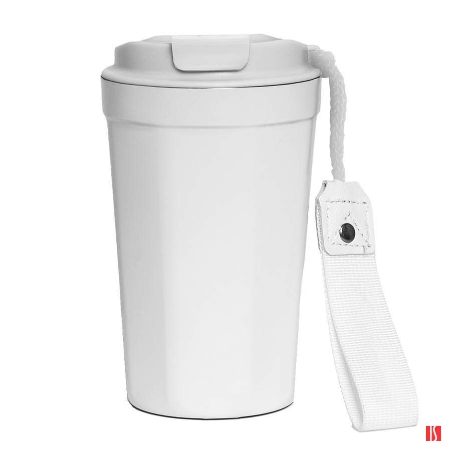 Термокружка MOVE ON, 400мл. белый, нержавеющая сталь, пластик, текстиль