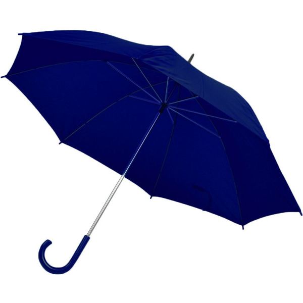 Зонт-трость с пластиковой ручкой, механический; темно-синий; D=103 см; нейлон; шелкография