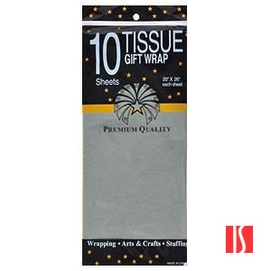 Упаковочная бумага "Тишью", серебро, 10 листов в упаковке, размер листа 50*63 см