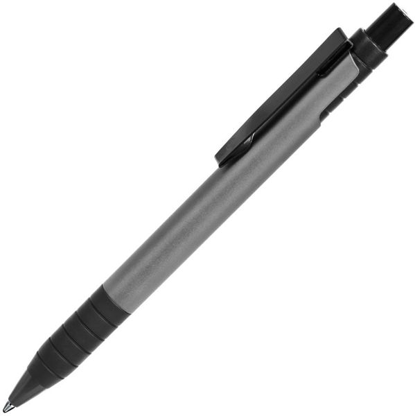 TOWER, ручка шариковая с грипом, темно-серый/черный, металл/прорезиненная поверхность
