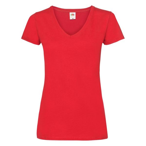Футболка "Lady-Fit V-Neck T", красный_L, 95% х/б, 5% эластан, 210 г/м2
